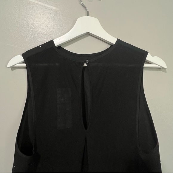 French Connection Black Sleeveless Sheer Front Rhinestone Blouse - Picture 6 of 9